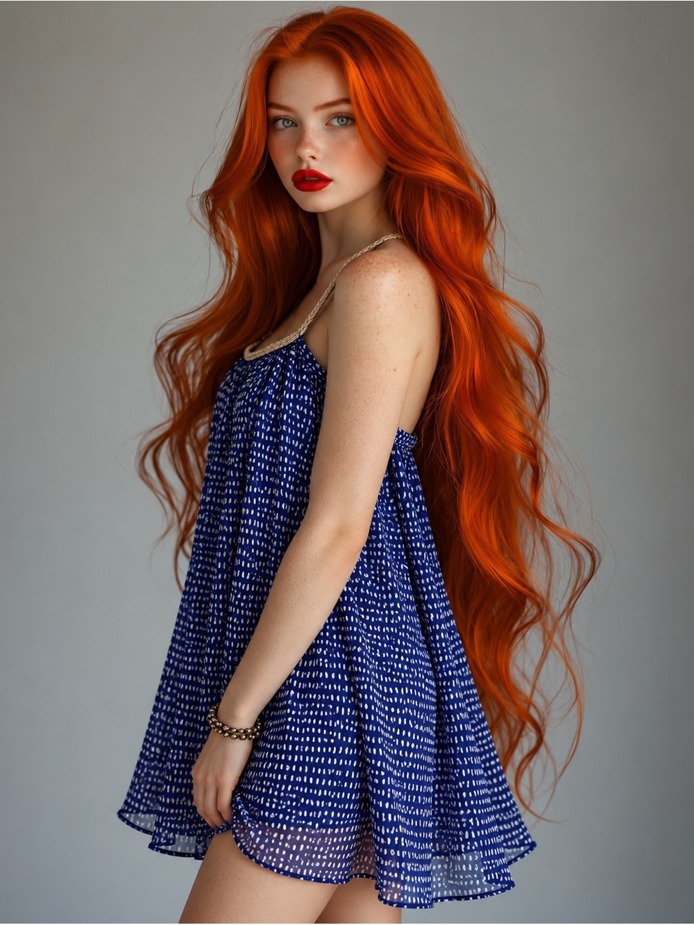 Charming Charlie Navy and White Printed Spaghetti Strap Dress